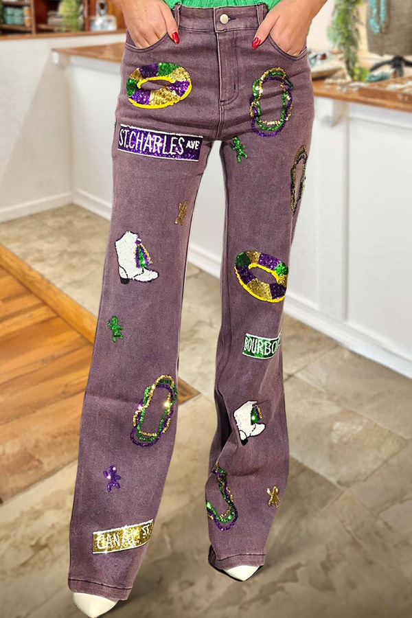 Mardi Gras NOLA Sequined Jeans