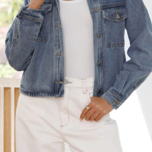 Laelia Teddy Jacket- Mid Blue Denim